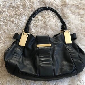 Banana Republic Black Shoulder Bag with Gold Details